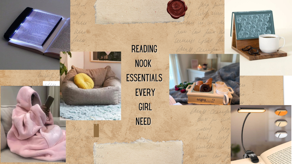 cozy reading nook essentials setup with lamp books and soft seating for small apartment